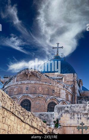 Israel, Jerusalem. Church of the Holy Sepulchre in the Old City of Jerusalem. Rebuilt in 1009 AD. Stock Photo