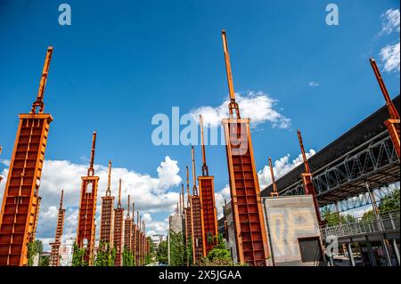 The Dora Park in Turin, created in the spaces of the Teksid steelworks, active in the Fiat years Stock Photo