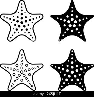 Starfish icon set. Flat vector illustration Stock Vector