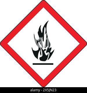 Diamond-shaped sign with white background and red surround: Danger of flammable materials Stock Vector
