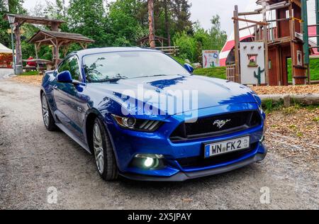 Ford Mustang GT sixth generation after restyling with a 5.0 engine. The sixth generation of the Mustang was introduced in 2013, and on September 14, 2022, the seventh generation of the iconic car was presented. A traditional exhibition of American oldtimers began to work in the Pullman City entertainment complex in the city of Eging-am-See, Germany. Traditionally, car enthusiasts from Germany, Austria and Switzerland take part in this show. This year, a rare US car from Ukraine was presented for the first time. (Photo by Igor Golovniov/SOPA Images/Sipa USA) Stock Photo