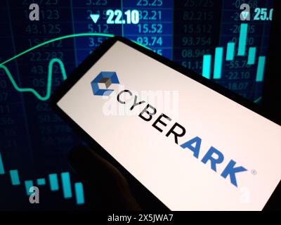 Konskie, Poland - May 05, 2024: CyberArk company logo displayed on mobile phone Stock Photo