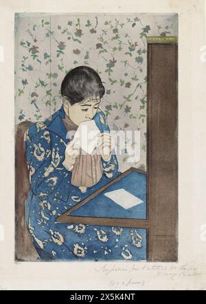 Painting by american artist Mary Cassatt (1844-1926) The Letter (1890-1891) Stock Photo