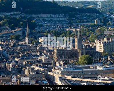 Bath Abbey from above, UNESCO World Heritage Site, Bath, Somerset, England, United Kingdom, Europe Copyright: CharlesxBowman 367-6359 Stock Photo