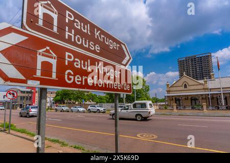 View of road sign and Ditsong Kruger Museum, Paul Kruger s former home, Pretoria Central, Pretoria, South Africa, Africa Copyright: FrankxFell 844-331 Stock Photo