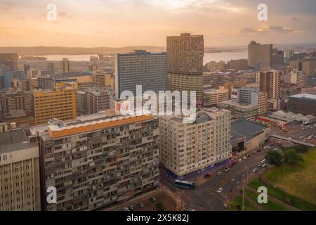 Elevated view of city skyline, Durban, KwaZulu-Natal Province, South Africa, Africa Copyright: FrankxFell 844-33286 Stock Photo