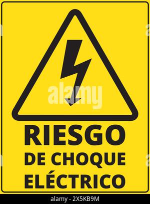 Risk of electric shock sign on a yellow background Stock Vector