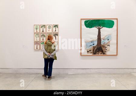 Venice, Italy - April 19, 2024: The paintings of Abel Rodríguez exposed at the Central Pavilion during the 60th International Art exhibition of Venice Stock Photo