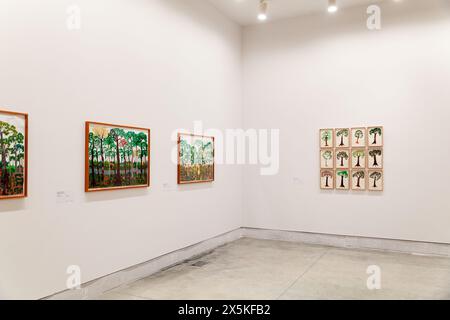 Venice, Italy - April 19, 2024: The paintings of Abel Rodríguez exposed at the Central Pavilion during the 60th International Art exhibition of Venice Stock Photo