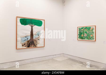 Venice, Italy - April 19, 2024: The paintings of Abel Rodríguez exposed at the Central Pavilion during the 60th International Art exhibition of Venice Stock Photo