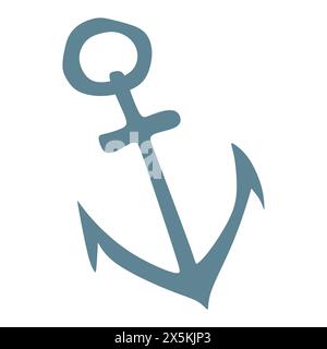 Ship Anchor Cartoon Flat Vector Illustration isolated on white background. Boat equipment for sailing and fishing. Pirate attribute. Concepts of trave Stock Vector
