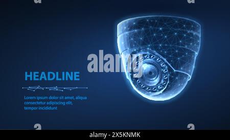 Dome security camera. Business monitoring, Camera surveillance, Stock Vector