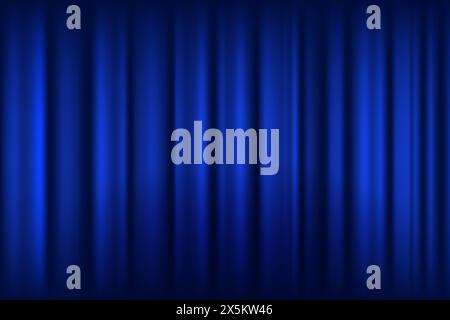 Vector texture of silk, satin, drapery fabric on luxurious background. Portiere, curtain material blue trending Stock Vector