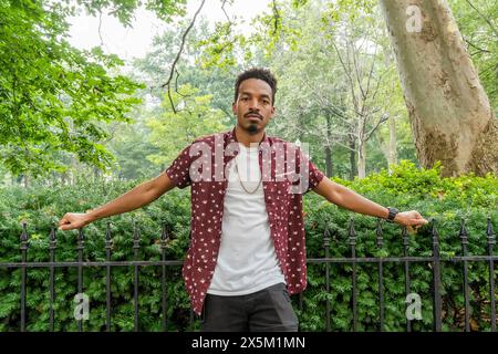 USA, Portrait of man in park Stock Photo
