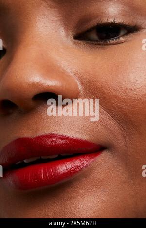 Close-upof womans red lips Stock Photo