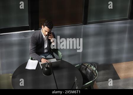 High angle view of businessman working in office Stock Photo