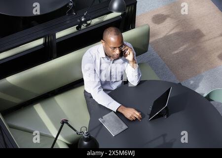 High angle view of businessman working in office Stock Photo