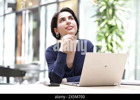 Young businesswoman using laptop in office Stock Photo