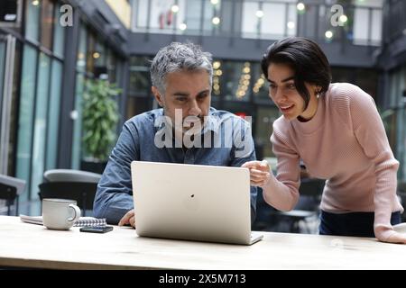 Business people working on laptop Stock Photo