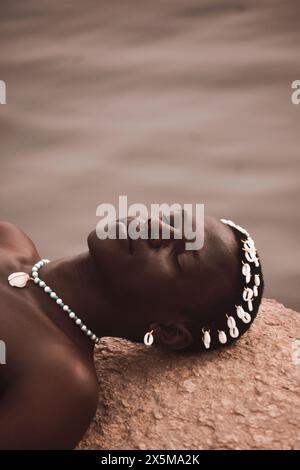 Man wearing traditional African jewelry Stock Photo