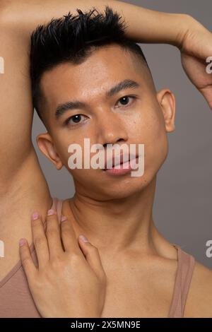 Studio portrait of pensive person Stock Photo