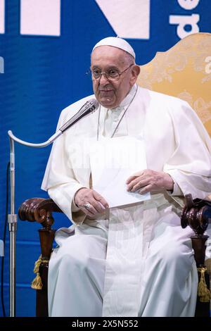 Rome, Italy. 10th May, 2024. Pope Francis delivers his speech during the Italian conference of the General State on Natality. (Photo by Stefano Costantino/SOPA Images/Sipa USA) Credit: Sipa USA/Alamy Live News Stock Photo