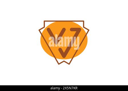 Creative Letter VJ Icon Logo Design Element. Creative logo forming shirt collar line art vintage style. Perfect for fashion logo. Stock Vector