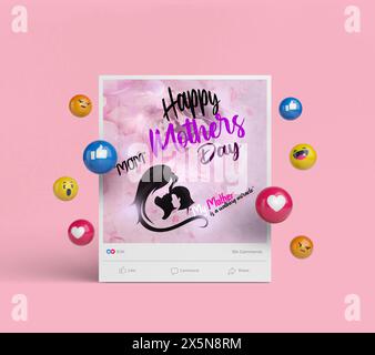 Happy Mother's Day Social media post design. Stock Vector