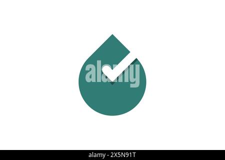 Water drop Logo Template vector icon Oil, gas and energy logo concept. Water drop logo with check mark on negative space design concept. Stock Vector