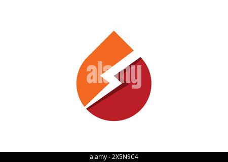 Droplet thunderbolt logo design template. Electric power vector icon. Design concept of lightning splitting water drop. Stock Vector