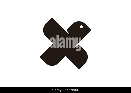 Flying bird X logo. Letter X logo icon design template elements. Can be used for application or corporate identity. Stock Vector