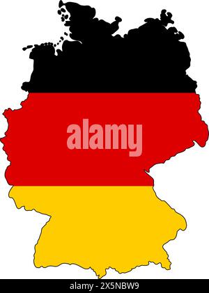 Germany map with colors of germany flag. vector illustration Stock Vector