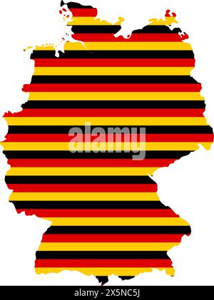 Germany map with colors strips of germany flag. vector illustration Stock Vector