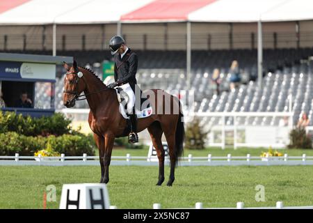 Badminton, UK. 10th May, 2024. Arthur Marx of France with Church'Ile during the dressage test at Badminton Horse Trials on May 10, 2024, Badminton Estate, United Kingdom (Photo by Maxime David - MXIMD Pictures) Credit: MXIMD Pictures/Alamy Live News Stock Photo