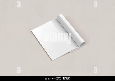 Vertical A4 Brochure Mockup 3D Rendering Stock Photo