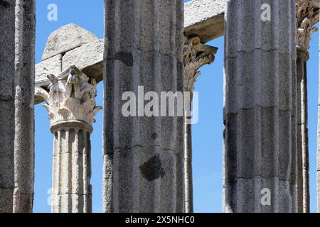 The Roman temple in Evora (Templo Romano, also called Temple of Diana), Portugal Stock Photo