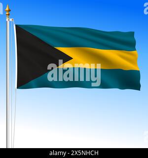 Bahamas, official national waving flag, caribbean country, vector illustration Stock Vector