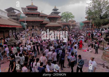 Enjoying colorful Holi festival, Kathmandu, Nepal Stock Photo