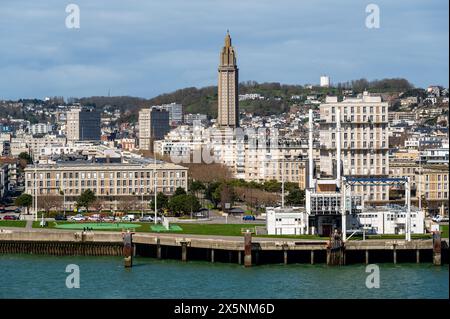 Panorama view from the sea of the City of Le Havre, France, Normandy Stock Photo