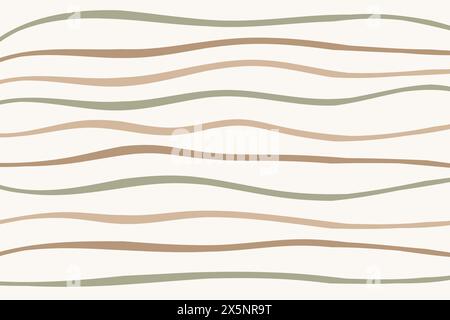 Hand drawn striped pattern with organic geometric shapes lines. Doodle cut out stripes strokes print. Abstract graphic linear geometry Stock Vector