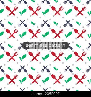 forks and spoon background with seamless patern style Stock Vector