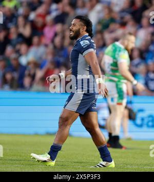 Salford, UK. 10th May, 2024. 10th May 2024; Salford Community Stadium, Salford, Lancashire, England; Gallagher Premiership Rugby, Sale Sharks versus Leicester Tigers;  Manu Tuilagi of Sale Sharks Credit: Action Plus Sports Images/Alamy Live News Stock Photo