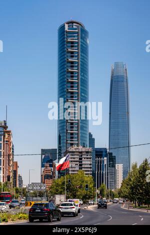 The Torre Titanium Building and The Gran Torre Costanera, Santiago, Chile. Stock Photo