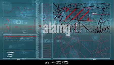 Image of data processing over blue background Stock Photo