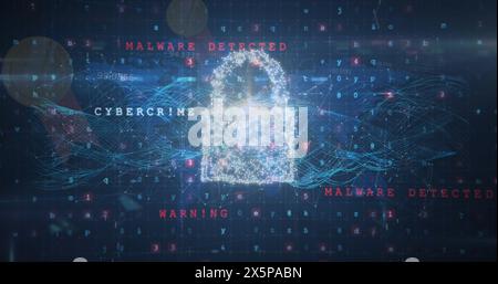 Image of data processing over padlock Stock Photo