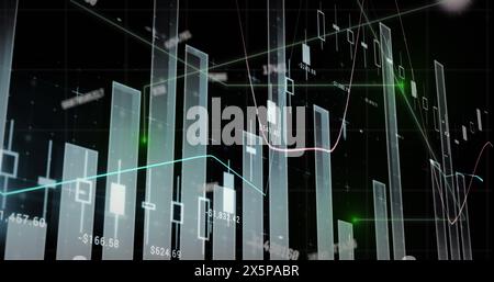 Image of data processing over lines Stock Photo