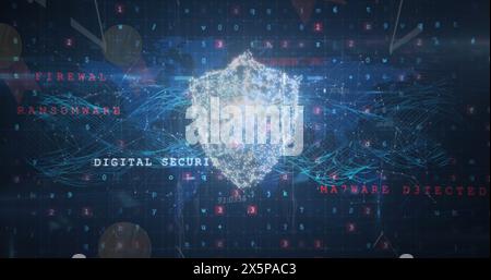 Image of data processing over padlock Stock Photo