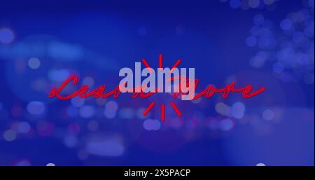 Image of learn more neon text banner against night city traffic Stock Photo