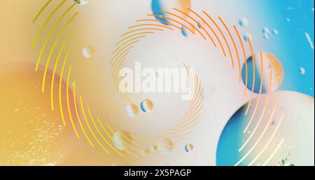 Image of abstract liquid patterned yellow and blue background Stock Photo