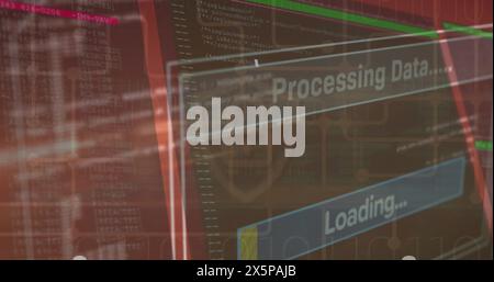 Image of interface with data processing against security padlock icon Stock Photo